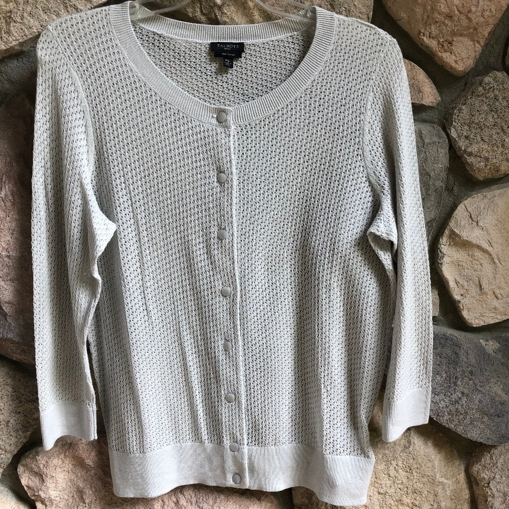 Talbots NWOT Grey & Weight Cardigan Petite Medium